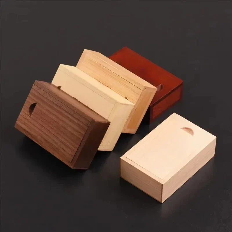 5PCS Solid Natural Wood Unfinished Storage Box With Sliding Top For Necklace Ring Gift Box USB Decorative Gift Wooden Case Box