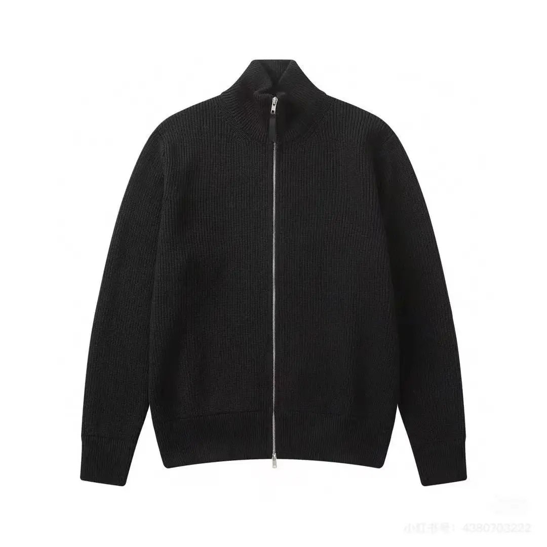 

Мужской вязаный свитер на молнии с воротником-стойкой, свободного кроя, для осени и зимы, модный винтажный кардиган с длинными рукавами