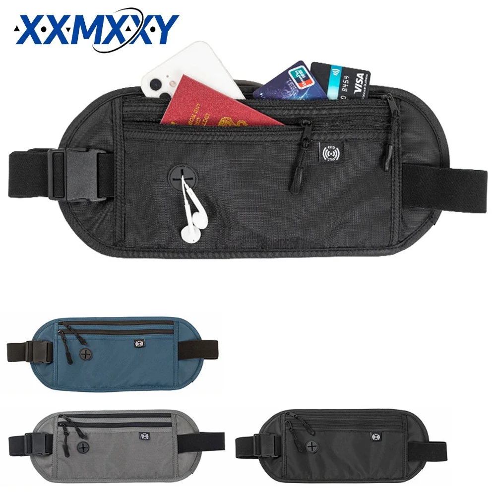 Travel Waist Bag Money Belt Slim Passport Holder RFID Blocking Travel Invisible Pouch Protect Cash Credit Cards Travel Documents