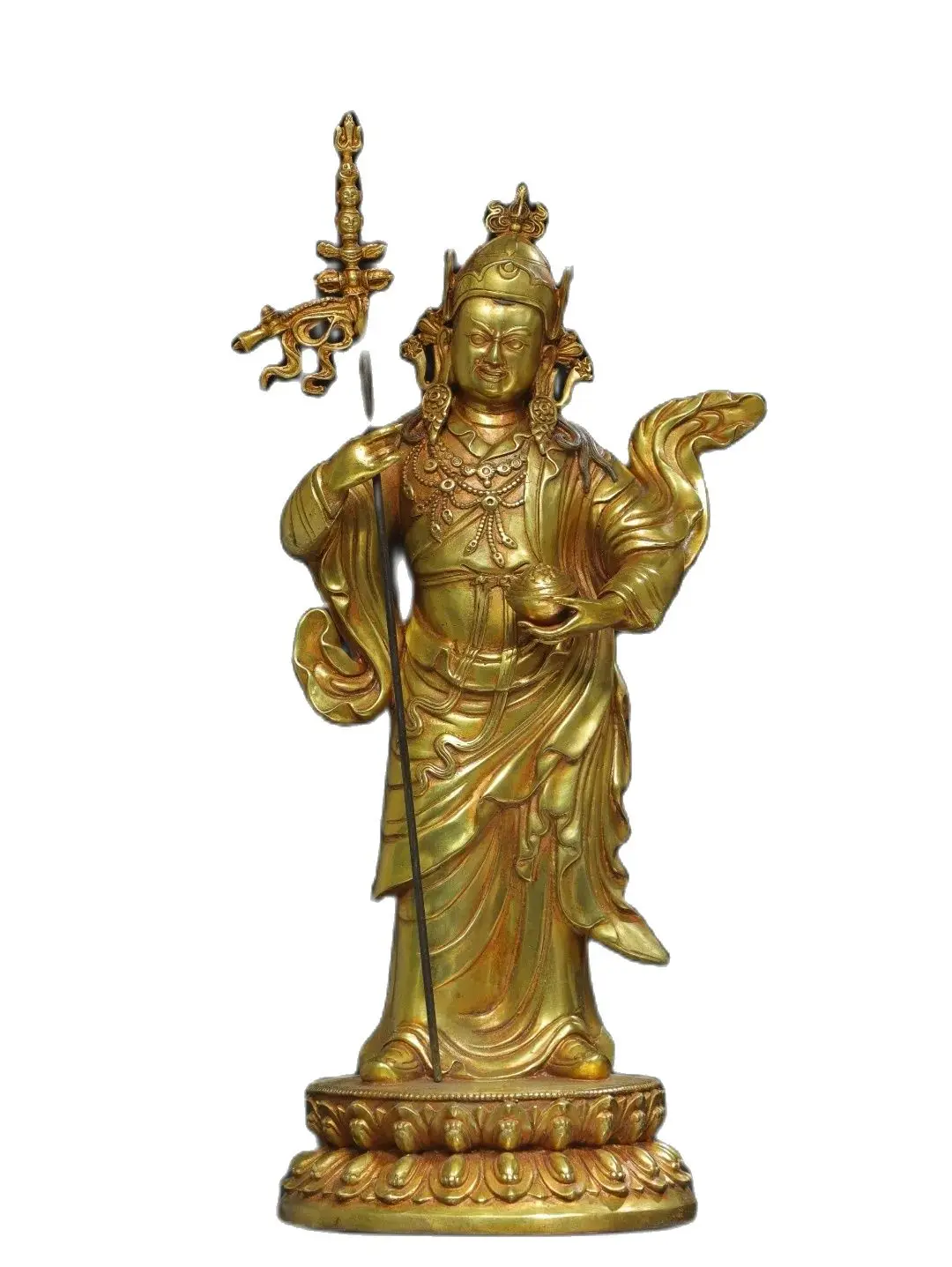 50CM Offering religious bronze gilded Buddha statues Padmasambhava Guru Rinpoche Size: 50 centimeters high, 19 cm