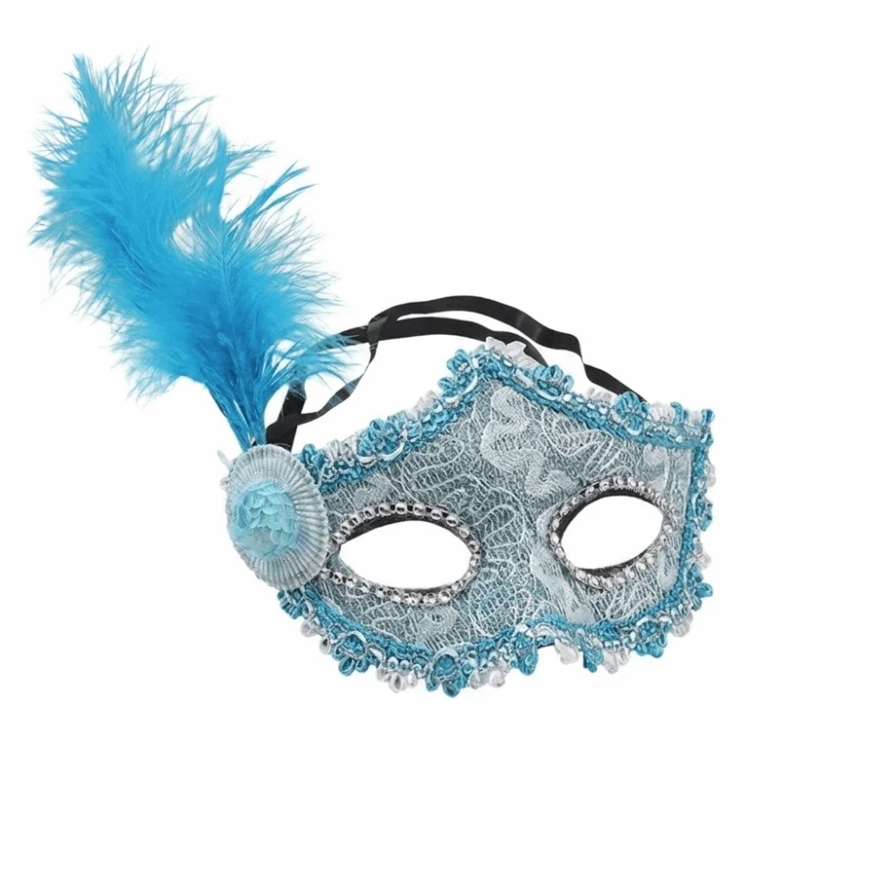 Multicolor Half-Face Mask Lace Seductive Style Feather Mask Cosplay Masquerade Halloween Festival Party Mask Makeup Festival