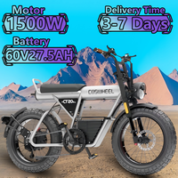 COSWHEEL CT20S Electric Bicycle 1500W 60V27.5AH Lithium Battery Adult City Riding Electric Bike 20-inch Fat Tire Mountain Ebike
