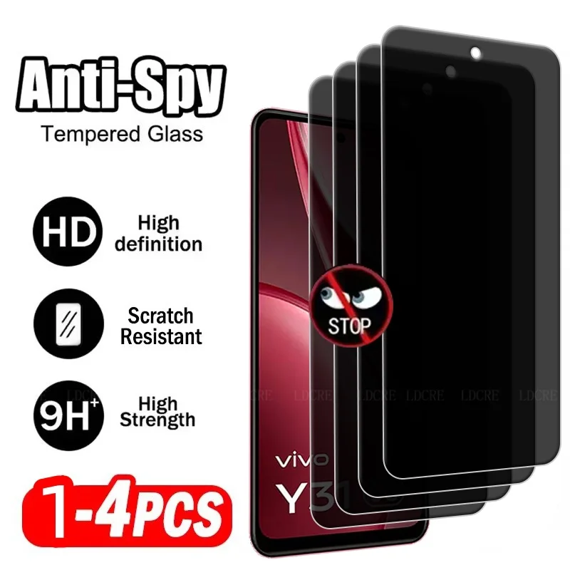 

4/3/2/1Pcs For Vivo Y31 5G Glass Vivo Y31 5G Screen Protector Phone Protective Anti-Spy Privacy Cover Tempered Glass Vivo Y31 5G