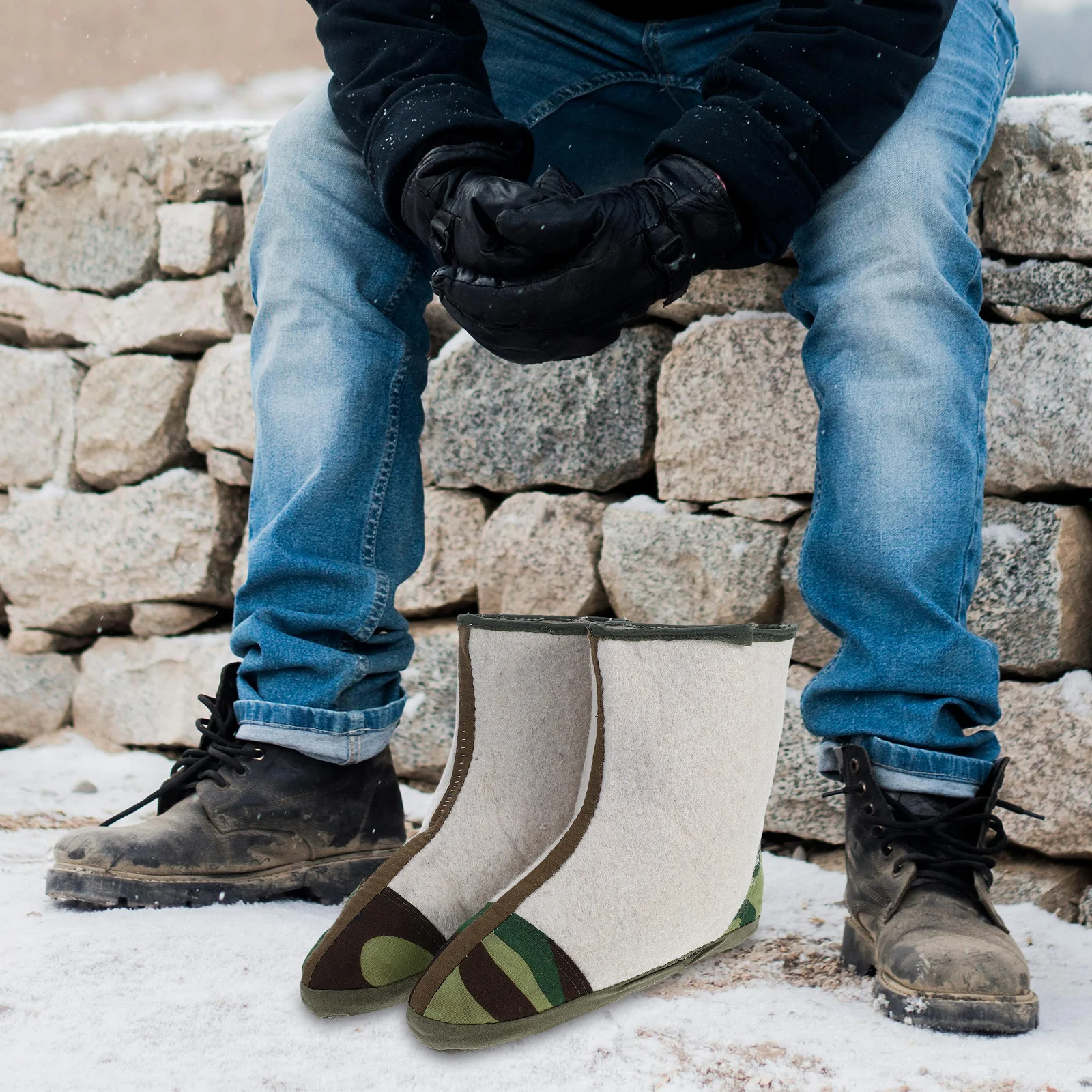 

1Pair Men Winter Snow Boots Waterproof Insulated Warm Oxford Cloth Fishing Hiking Outdoor Cold Weather Shoes Cozy Lined Cold