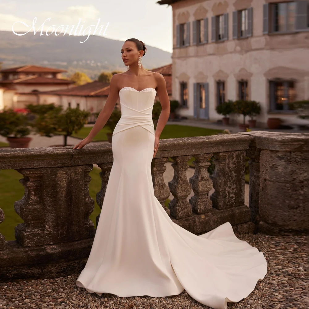 

Современное плиссированное свадебное платье русалки в форме сердца для женщин 2026, свадебное платье без рукавов с открытой спиной и бисером, Vestidos De Novia по индивидуальному заказу