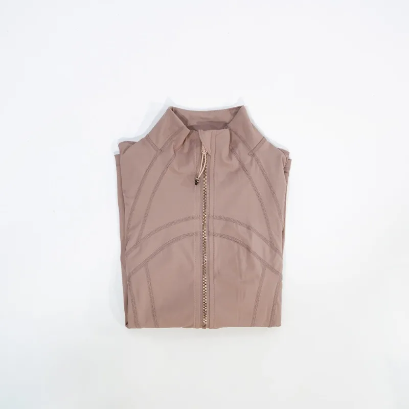 New Gold Zipper Slimming Jacket Yoga Stand Up Collar Jacket Slim Fit Quick Drying Sports Thin Design Twilight Rose Gold Summer