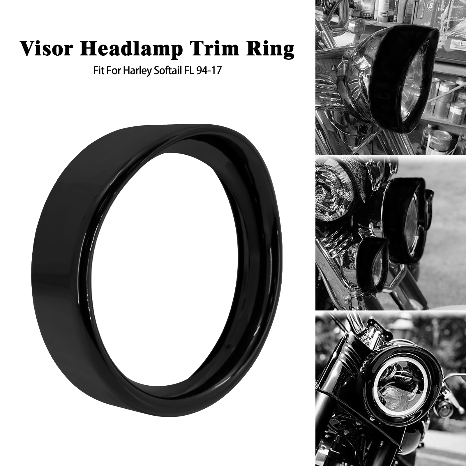 

Motorcycle Accessary Visor Headlight Trim Ring 7" Bezel LED Head Lamp Trim Cover For Harley Softail Fat Boy FLST FLSTFB 94-2017