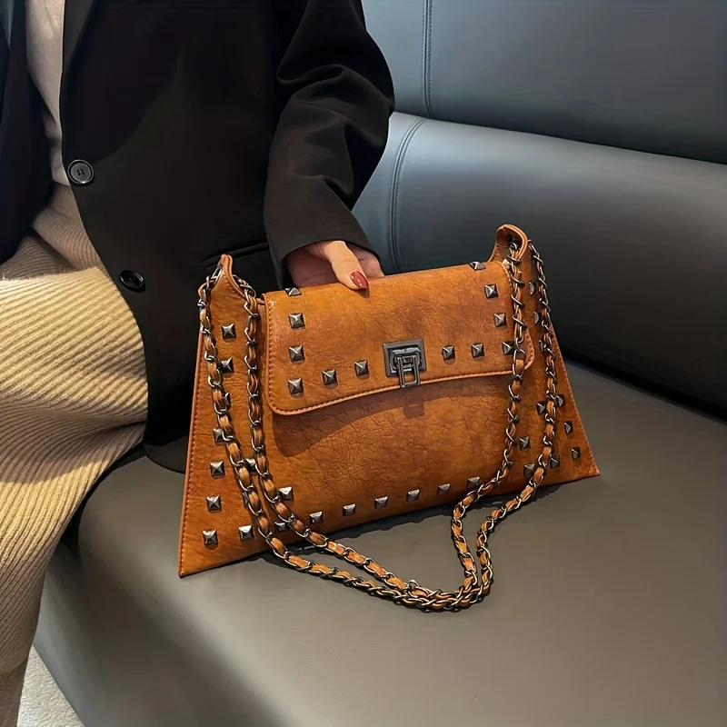 

Винтажная сумка-конверт из искусственной кожи 2025 года, женская сумка на плечо под мышками с ремешком-цепочкой, нишевая модная сумка через плечо