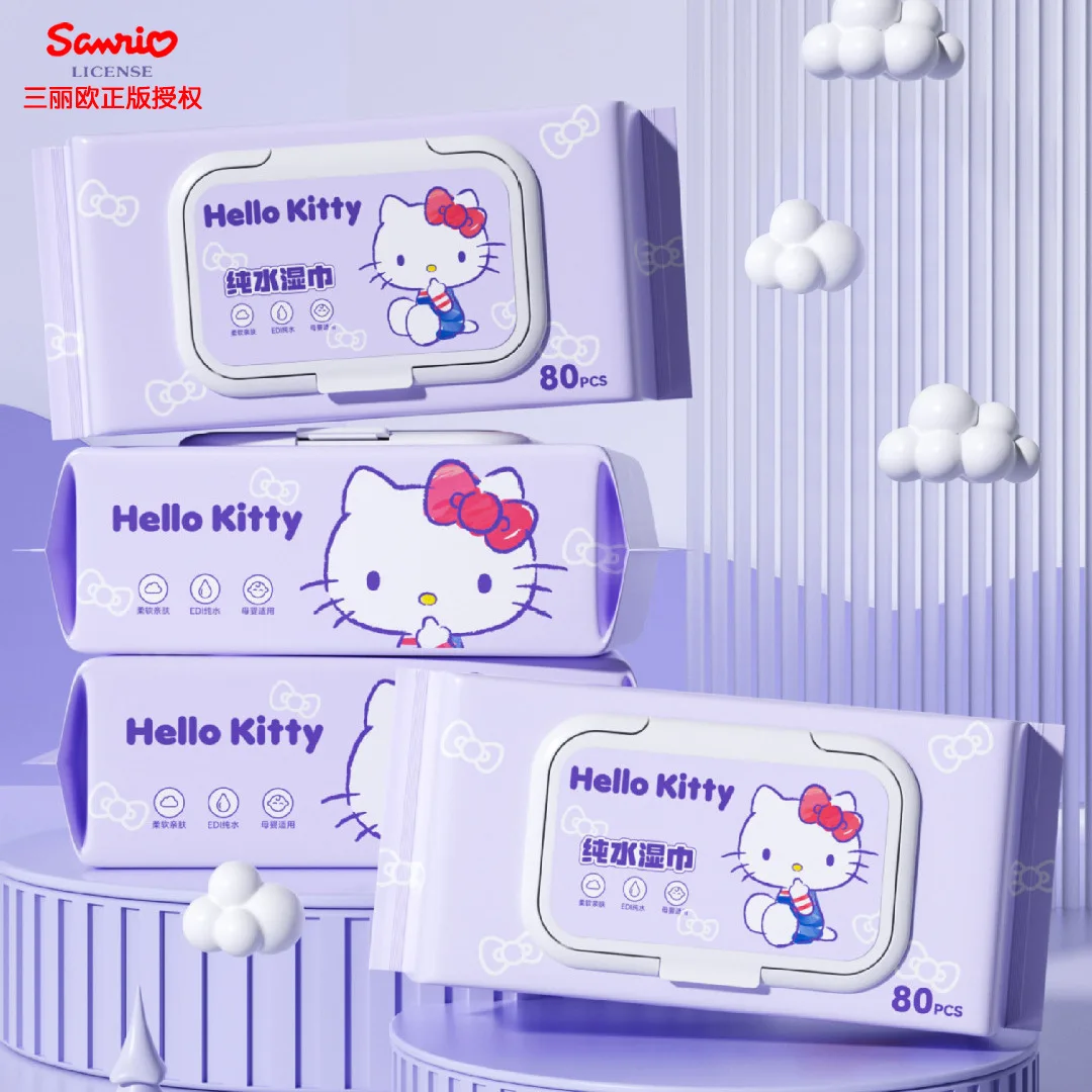 New Cartoon Sanrio Outdoor Indoor Portable Baby Hand and Mouth Wipes for Hello Kitty Mini Baby Household Wet Wipes Accessories