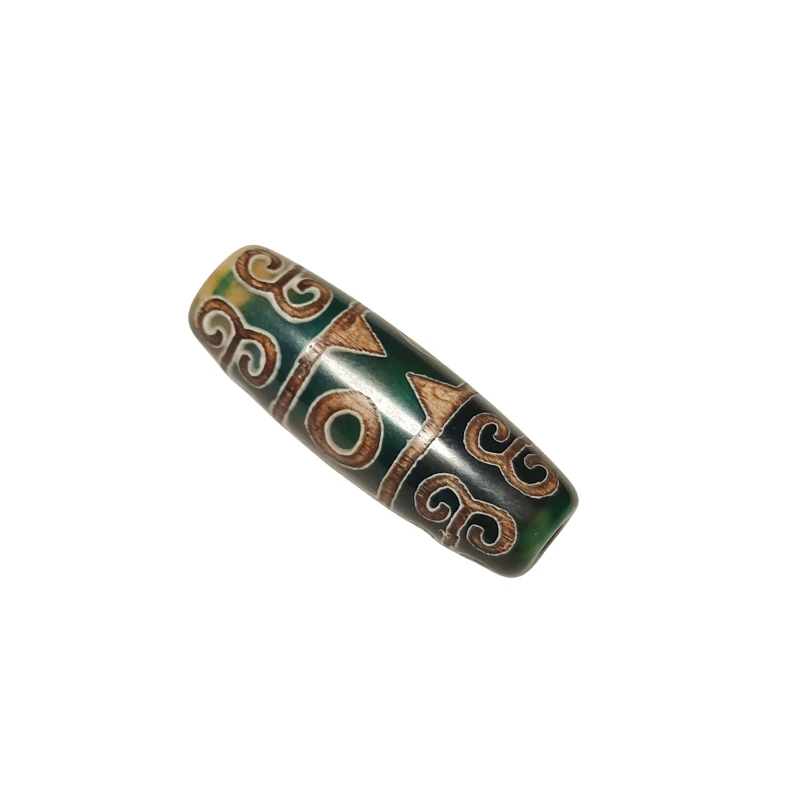

1Pcs/lot Natural Auspicious Cloud 3 Eyes Patterns Amulet Green Chalcedony Agate Dzi Beads for Jewelry Making Free Shipping