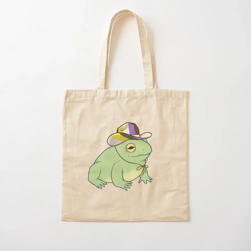 Nonbinary Pride Cowboy Frog Tote Bag canvas tote bag ecological bags shopper bag women canvas