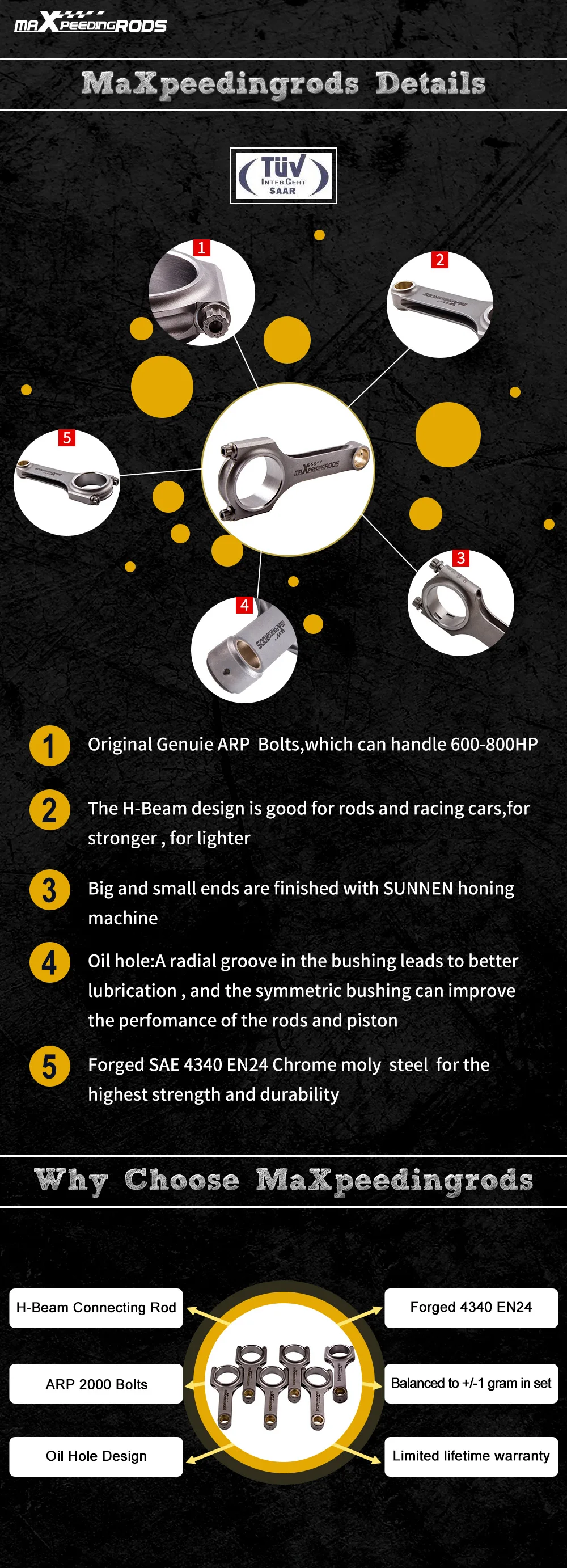 4340 Forged Steel H-Beam Connecting Rods For BMW 328i 528i E36 E46 M52B28 135mm Balanced Cranks Bellie Pleuel Conrod