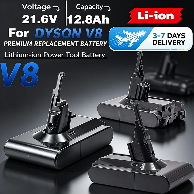 Magazzino UE, spedizione rapida, per aspirapolvere portatile Dyson V8 Absolute, batteria di ricambio per Dyson V8 SV10, 21,6 V, 12800 mAh. Batteria di ricambio 5.
