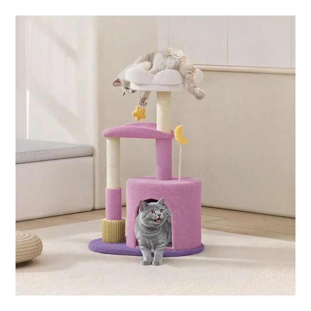 

Кошачья лежанка-башня Flower Cat Tower, милое игровое дерево для кошек с когтеточкой для котят, уютные плюшевые домики-лежанки
