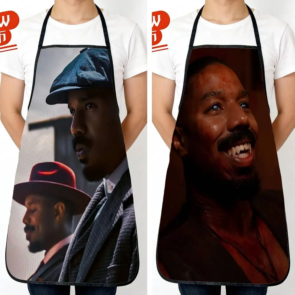 Delantal de cocina de moda con diseño de la película Sinners Michael B. Jordan, delantal de trabajo para hombre y mujer, para parrilla, restaurante, bar, tienda, cafetería