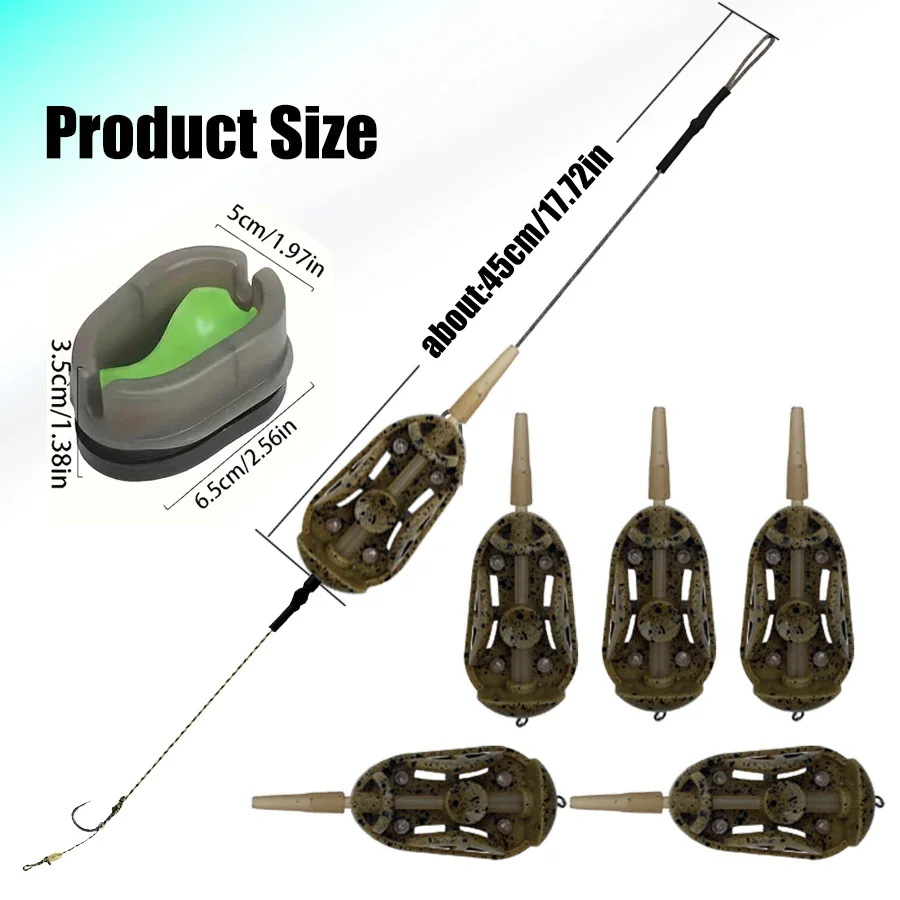 أدوات صيد السمك المربوطة مسبقًا، 5 قطع من أدوات تغذية الشعر مع خطافات شائكة لصيد سمك الشبوط، مجموعة أدوات أدوات طرفية جاهزة للاستخدام