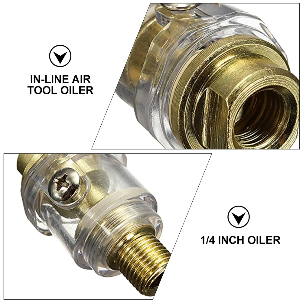 

2Pcs Oil Water Separator Accessories 1/4 Inch Mini Oiler Pneumatic Air Tool Lubricator Inline Compressor Parts