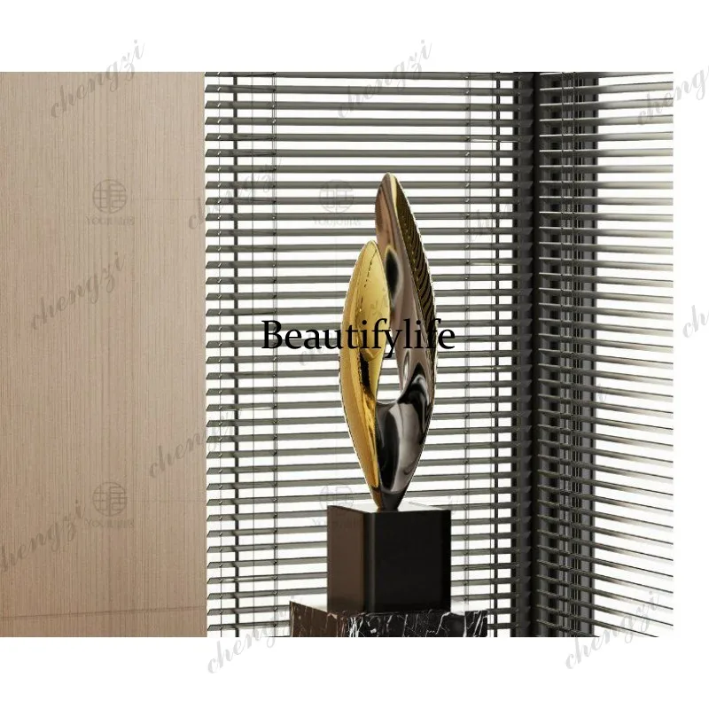 Italian light luxury double color abstract sculpture hotel lobby model room floor geometric ornament