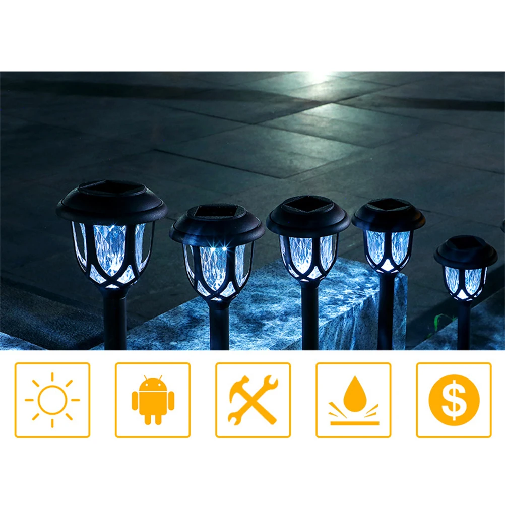 

Solar Lawn Lights Garden Pathway Lamps Simple Style Solar Powered Ground Plug Light Energy Saving Outdoor Lighting Waterproof