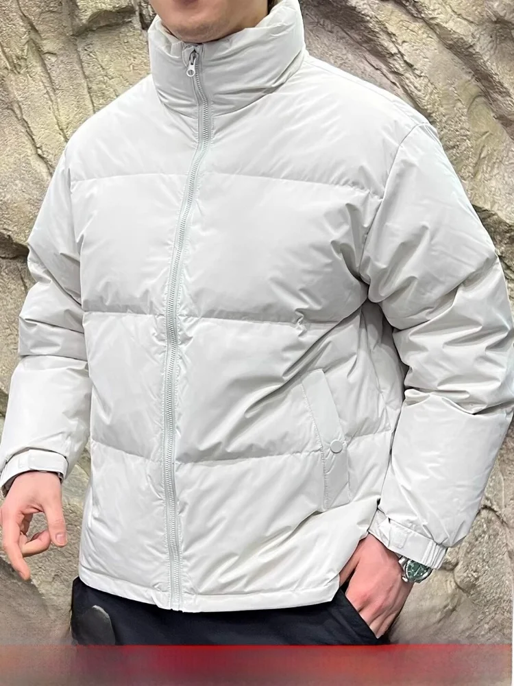 

Extra Fluffy Waterproof White Du down Jaet Men's Thiened Winter Coat Warm Casual Sle Regular Fit Zipper Closure