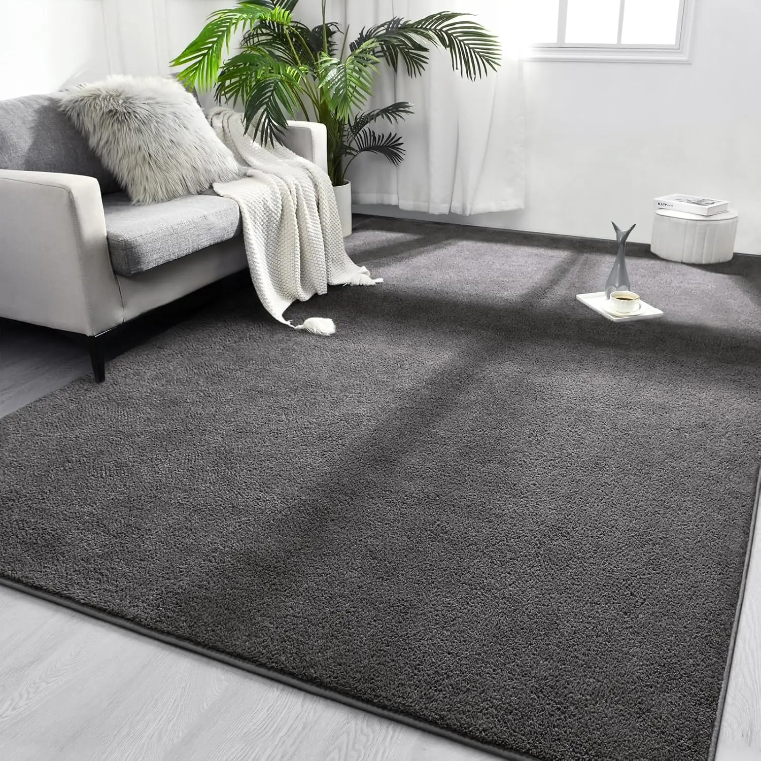 

6x9 Super Soft Thickened Memory Foam Rug for Living Room Bedroom, Dark Grey Modern Minimalist Indoor Carpet