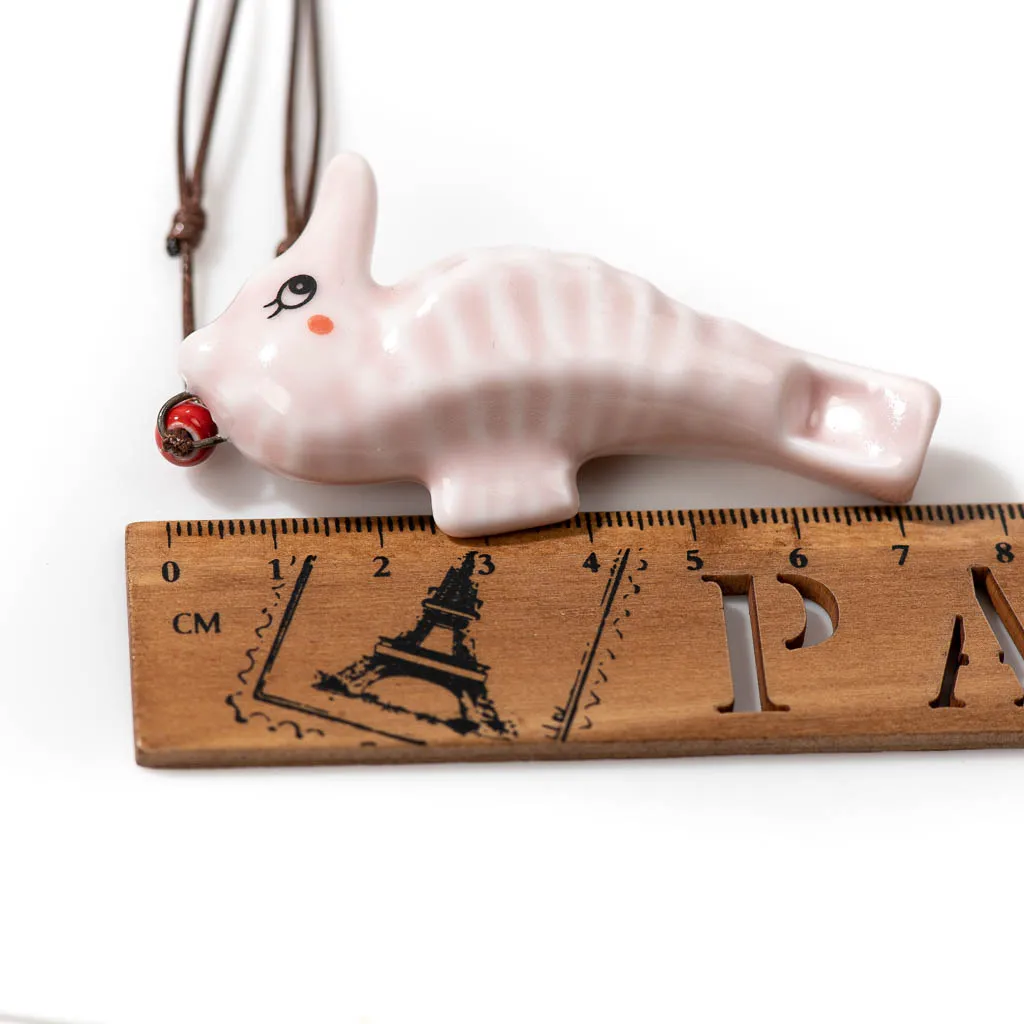 Cute Seahorse Ceramic Whistle Pendant Necklace With Adjustable Cord For Kids Gift Various Colors Drop Shipping 2X836