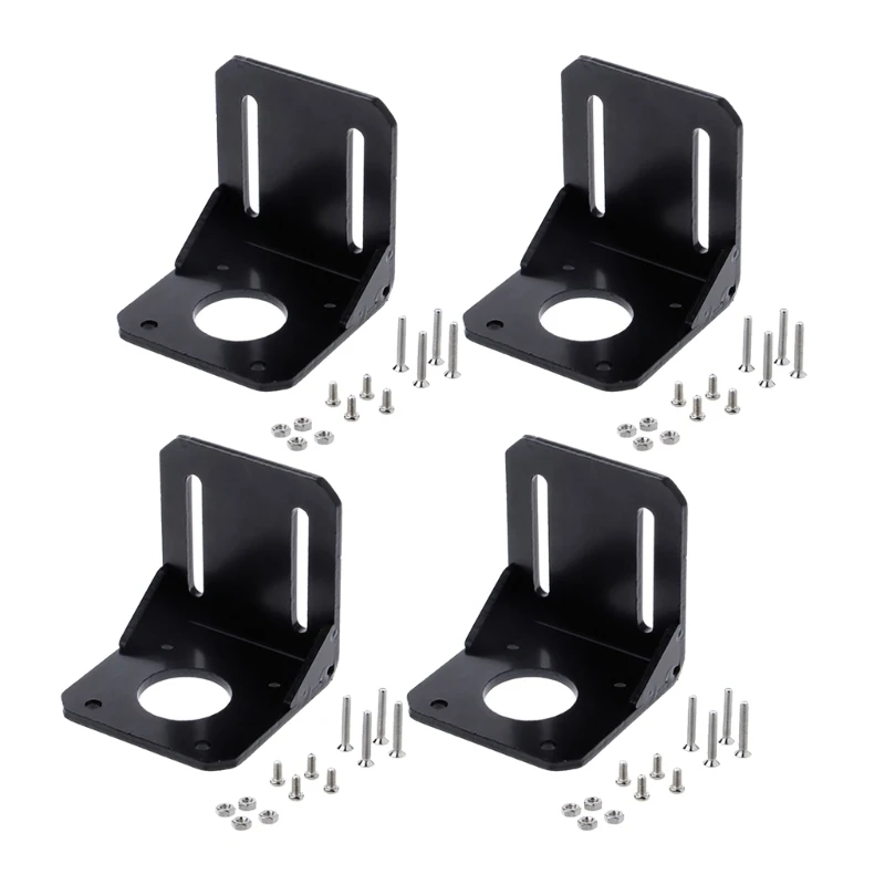 4Set Mounting Bracket Holder for Nema17 Stepper Motor 3D Printer Black 42mm Alloy Steel Holder Fixed Brackets with Screw