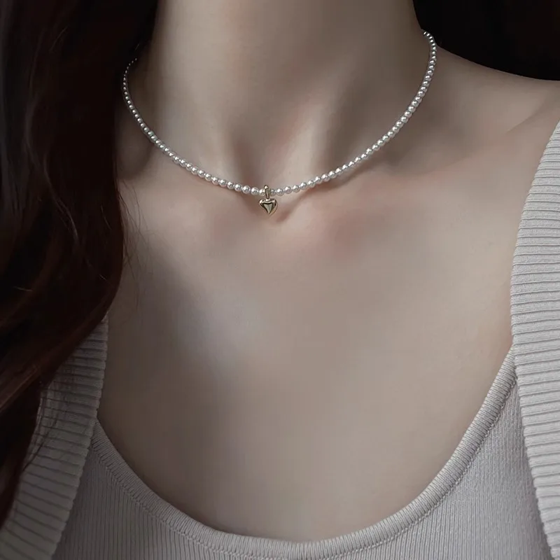 Xiaomi Bead Pearl Necklace Women's Neck Chain Love Clavicle Chain Small Pearl Necklace 2024 New Popular