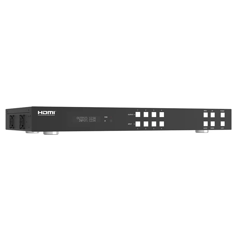 4x4 HDBase-T Matrix 150m Melalui Kabel Cat5e/6/7 Mendukung 4:4:4 IR RS-232 LAN Web GUI HDMI 2.0 HDCP 2.2