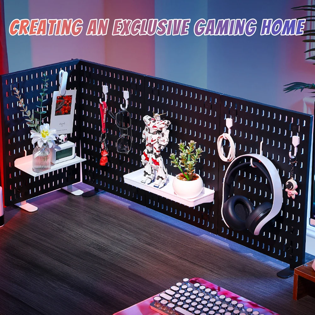 Pegboard Wall Panel Wall-Mounted Peg Board Hole Board for Study Room Living Room Gaming Room