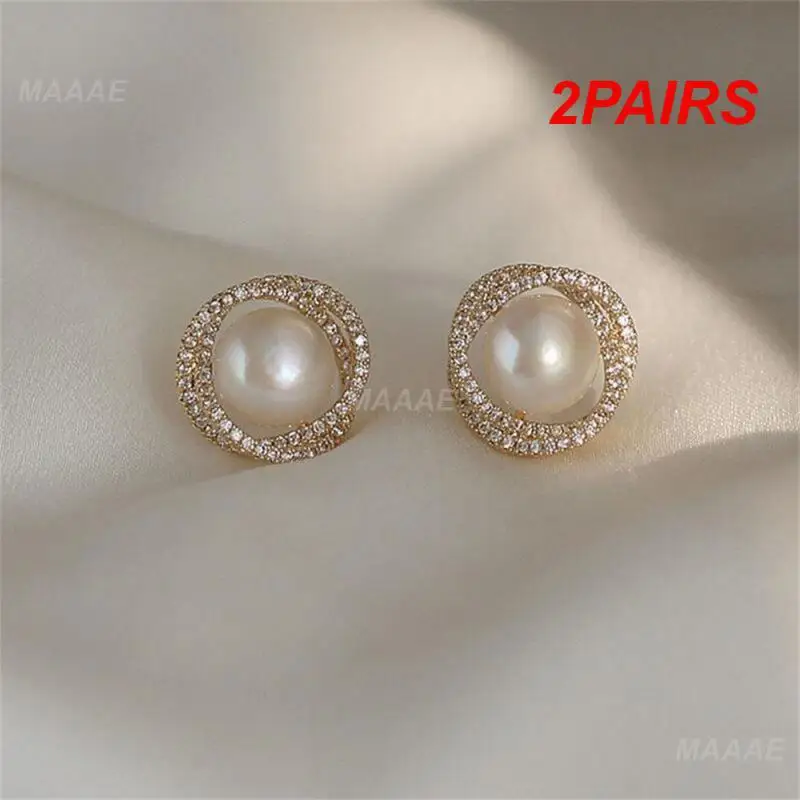 2PAIRS Full Earrings Unique Design Great For Wedding Celebrations Geometry Popular Plating Best Seller Small Earrings