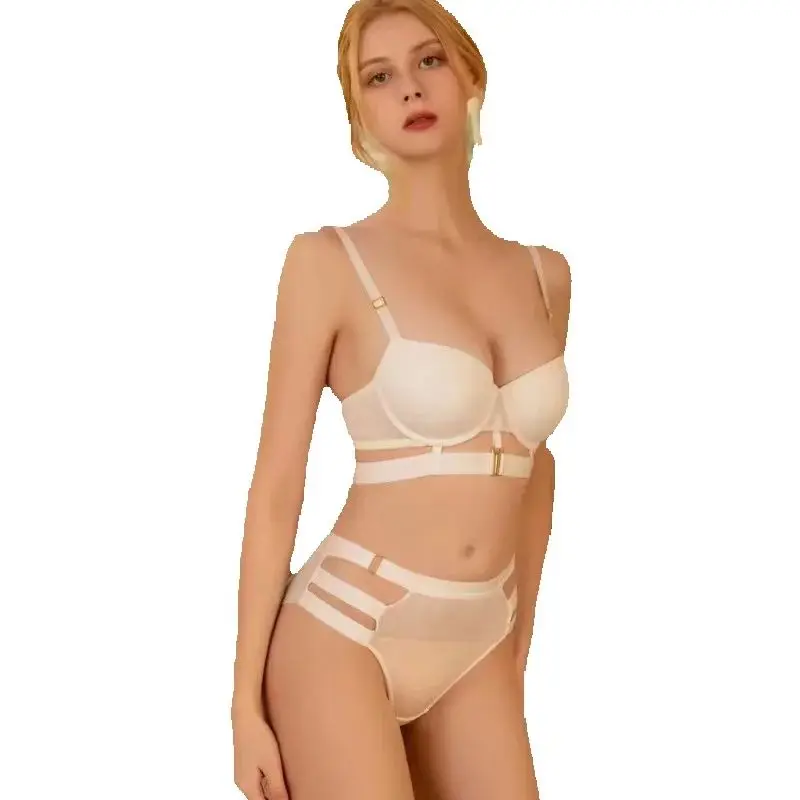 

Sexy Smooth Seamless Push Up Lingerie Small Breast Gathering Look Bigger Steel Ring Bra Set