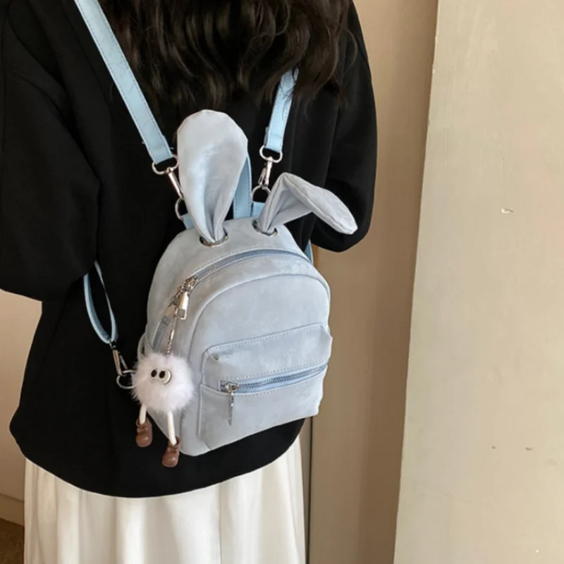 Mochila bolso de viaje 2024 nuevo bolso Simple de un hombro para mujer lindo y de moda bolso de libro de conejo de oreja larga regalo de cumpleaños