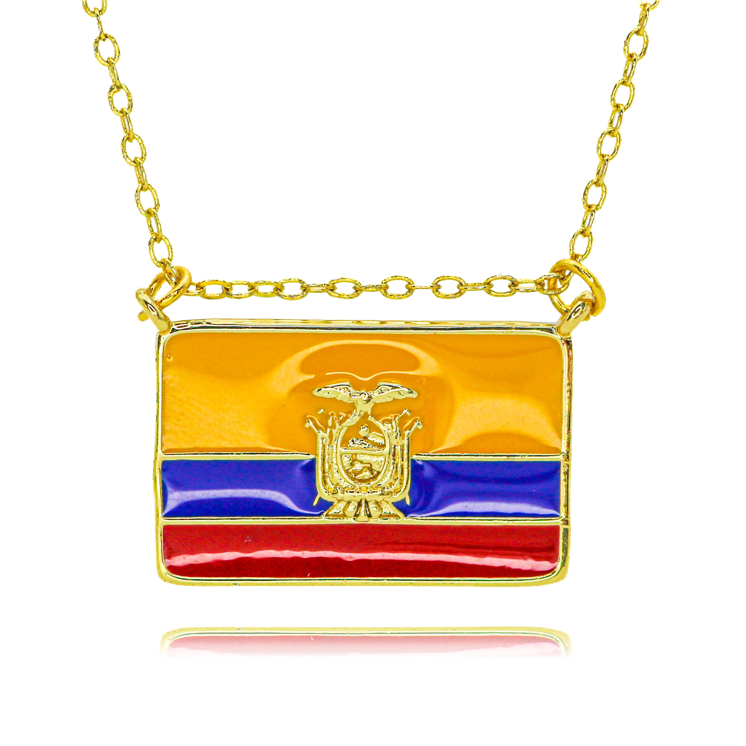 Copper Gold Plated Flag of Ecuador Charms for DIY Jewelry Making Enamel Patriotic Souvenir Ball Pendant Jewelry Gift Accessories