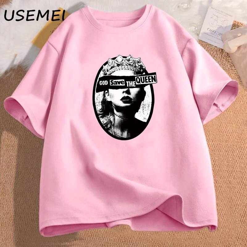 God Save The Queen T-shirts Women Casual Cotton Short Sleeve Tshirt Round Neck Womans Clothing Graphic T-shirts Streetwear Tops