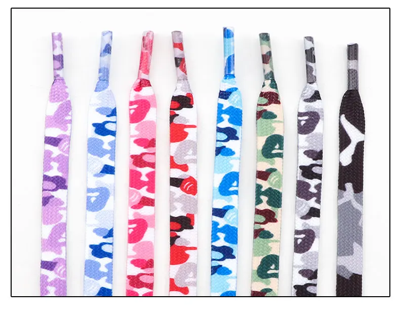 Trendige, kreative Schuhbänder mit Wolken- und Tarnmuster für Sneaker, Breite 0,8 cm, 120/140/160 cm, flache Schuhbänder für Damen und Herren. – Detail 2