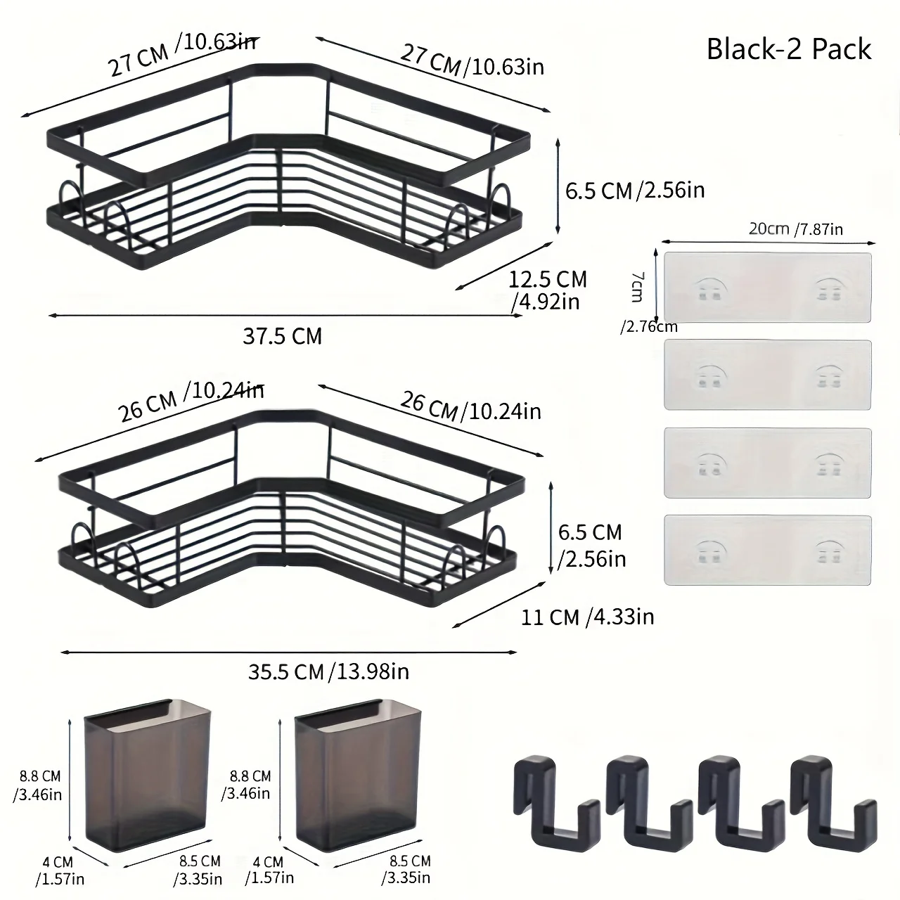 Corner Shower Caddy - 2 Pack, Adhesive Shower Organizers, Rustproof Stainless Steel Shower Shelves , No Drilling Bathroom Organizers and Storage Racks, Space-Saving - view 2