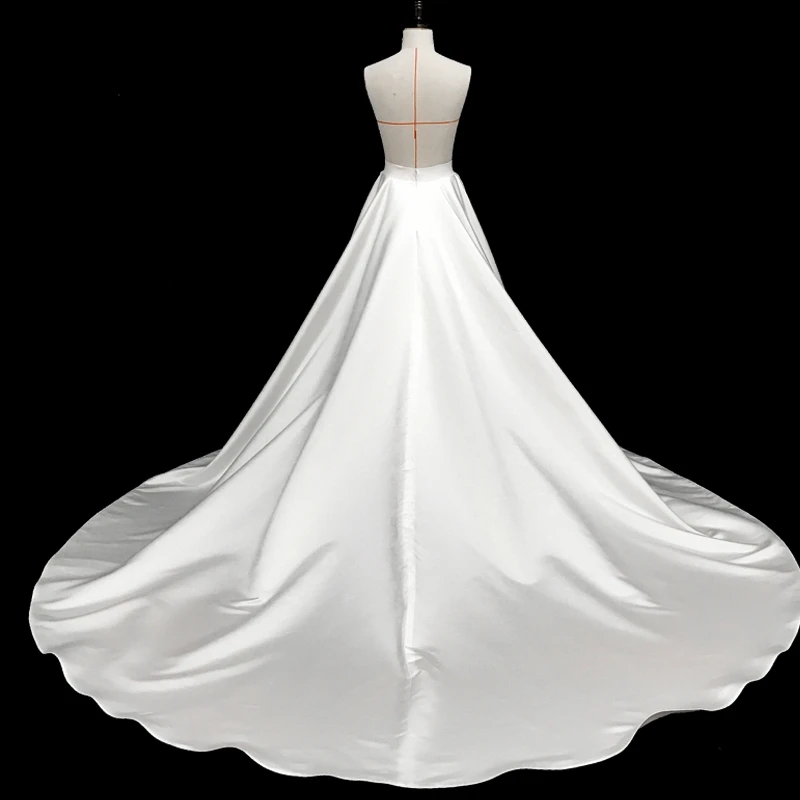 Hot Satin Wedding Detachable Skirt Ivory White Removable Train For Dresses Bridal Overskirt Accessories Custom Made Petticoat