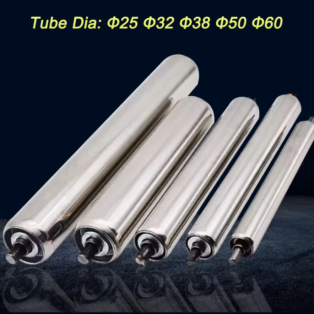 1Pcs Dia 25/32/38/50/60mm Total Length 100 150 200 250 300 350 400 450 500mm Galvanized /201 Stainless Steel Roller Conveyors