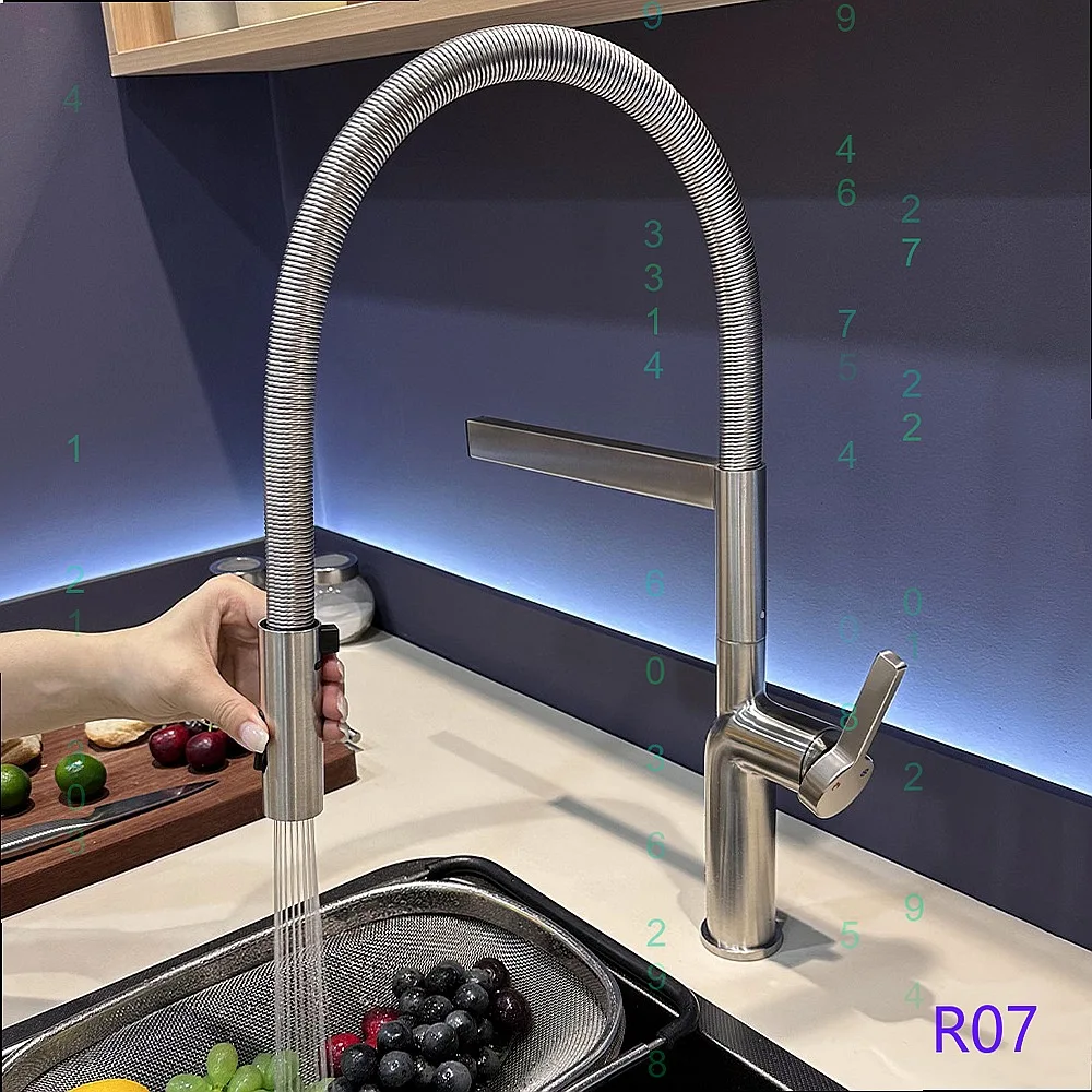 Brass Kitchen Faucet with Pull Down Sprayer 360 Rotating Hot Cold