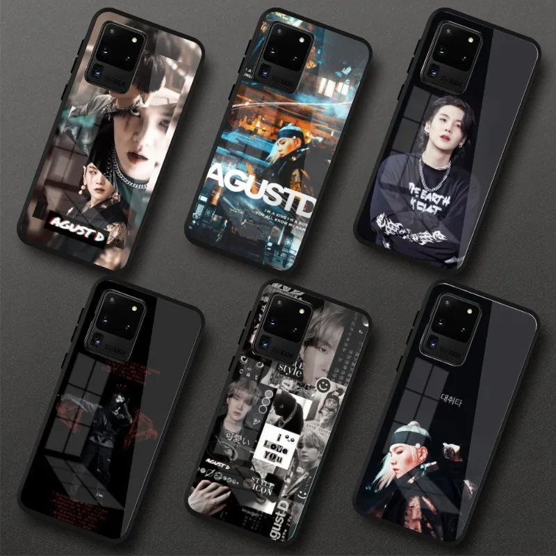 Agust D Tour Suga Rapper Phone Case for Samung S23 S22 S21 Pro Ultra A13 A33 A53 NOTE 20 PC Glass Phone Cover