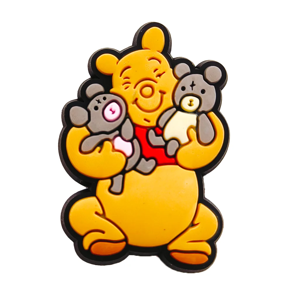 MINISO 1-20Pcs Cartoon Bear Shoe Charms Cute Shoe Accessories Charms for Sandals Decoration Buckle Kids Friends Gifts