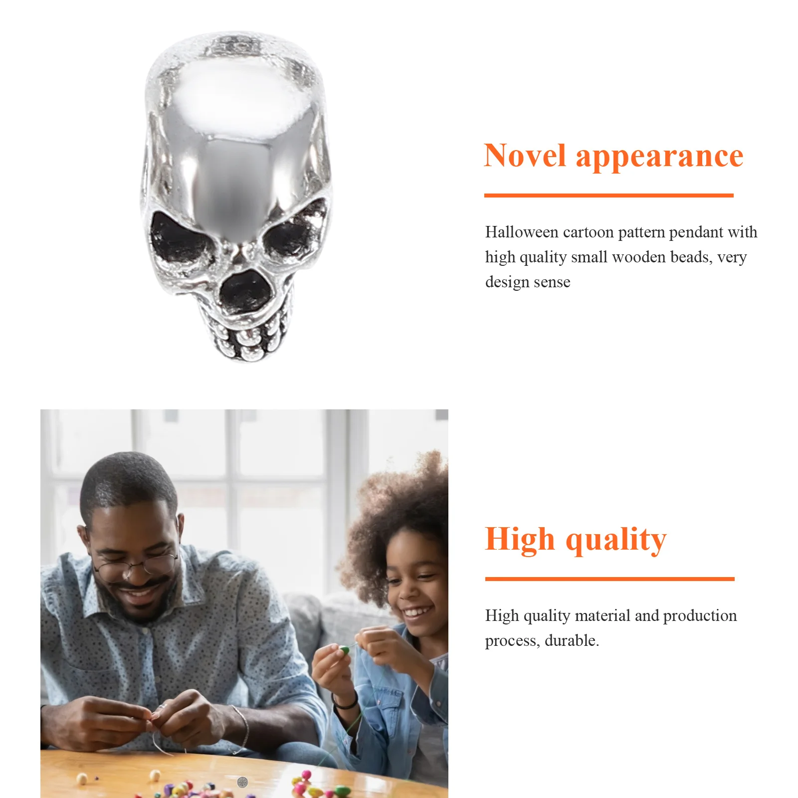 12 قطعة الخرز فضفاض الجمجمة رئيس مستلزمات صناعة المجوهرات دائم طويلة الأمد سلسلة المفاتيح أساور أقراط قلادة #4