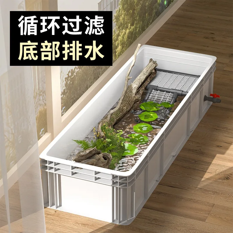 

turtle hair color box, turtle breeding microlandscape ecological plastic fish tank, turtle breeding