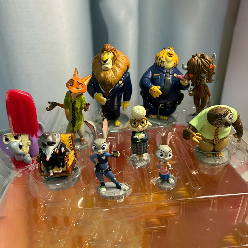 Disney Zootopia Deluxe Figurine Playset 10 Characters Judy Hopps Nick Wilde Clawhauser Action Figures Toy Set Kids Birthday Gift