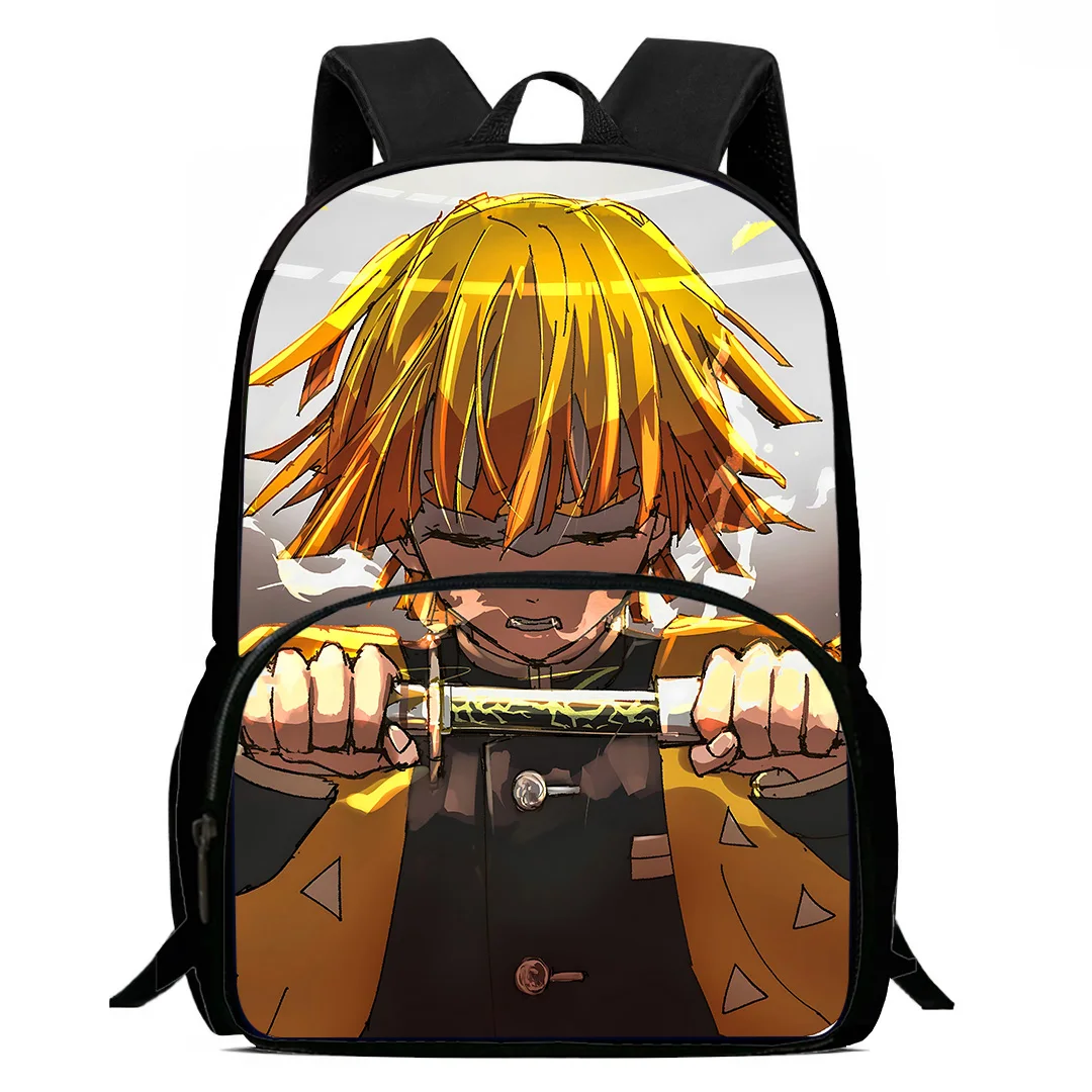 Demon Slayer Agatsuma Zenitsu Kids Backpacks Boy Girls Student Birthday Gift Child School Bags Capacity Camping Durable Rucksack