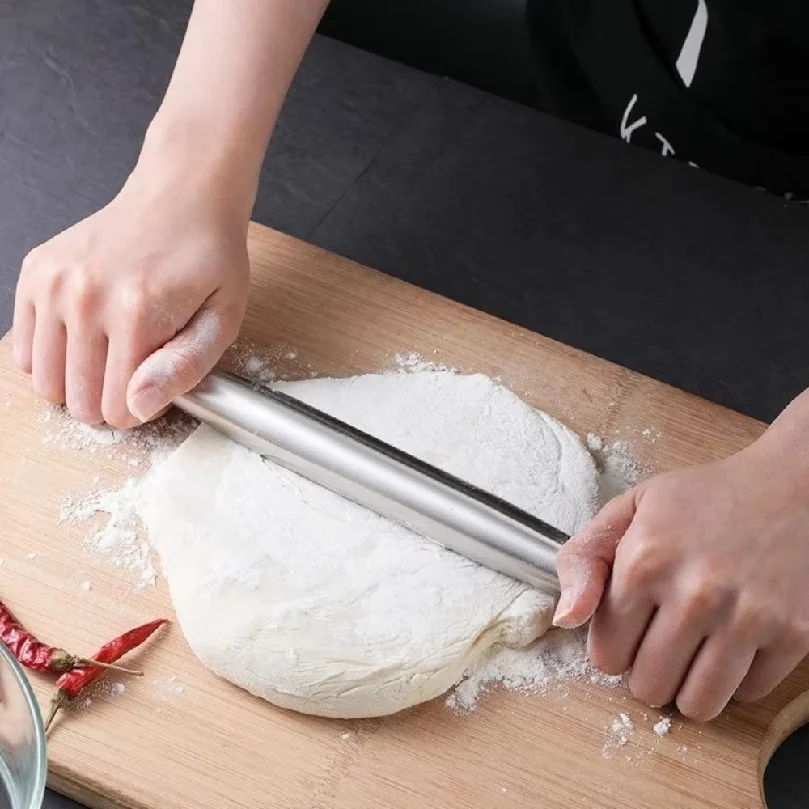 304 Stainless Steel Rolling Pin Professional Easy Clean Dough Roller Multiple Sizes Non-stick Surface Baking Tool Kitchen Use