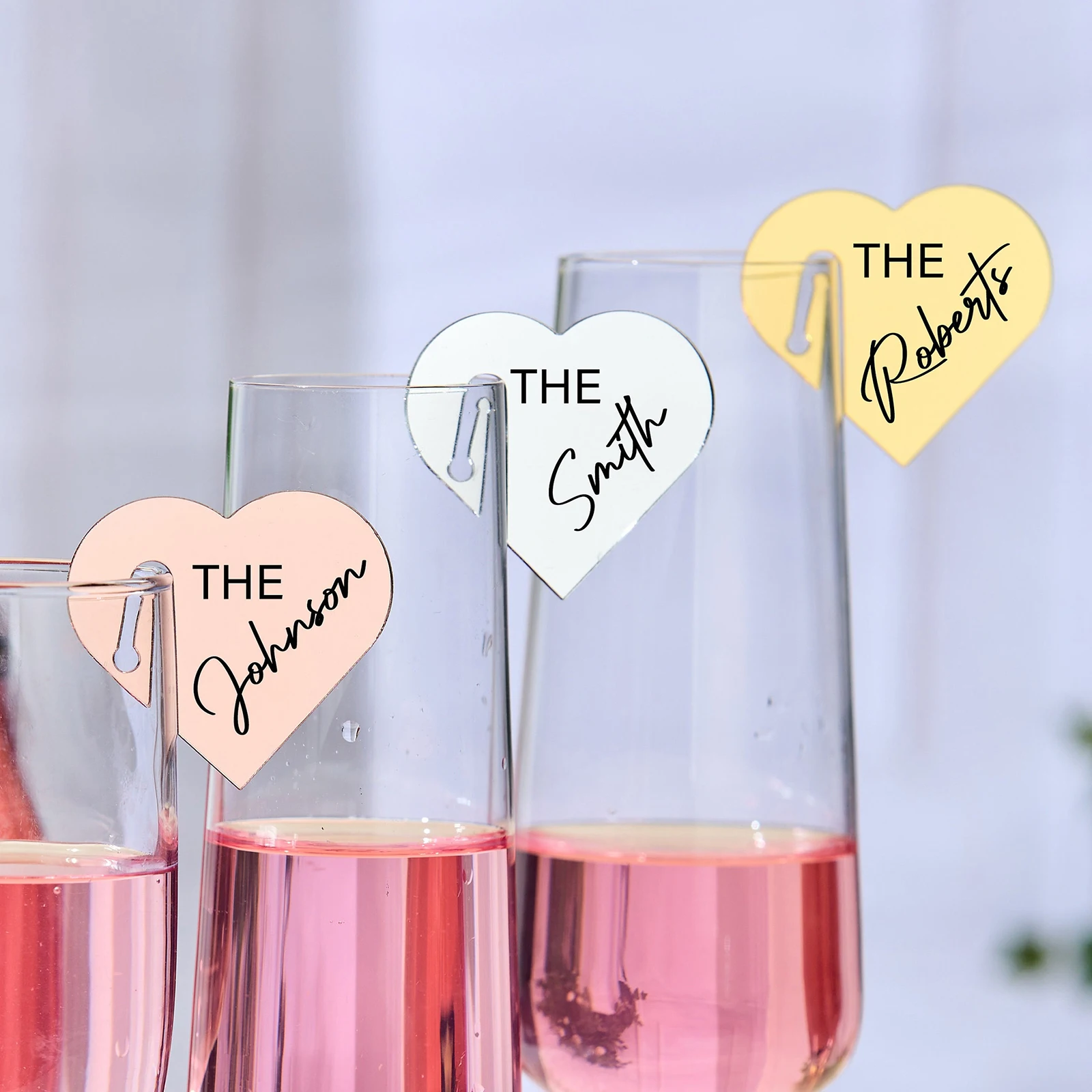 

Blank Heart Acrylic Wine Glass Charms Drink Tag Champagne Charm Cocktail Tags Wedding Place Names for Wedding Tag Drink Markers