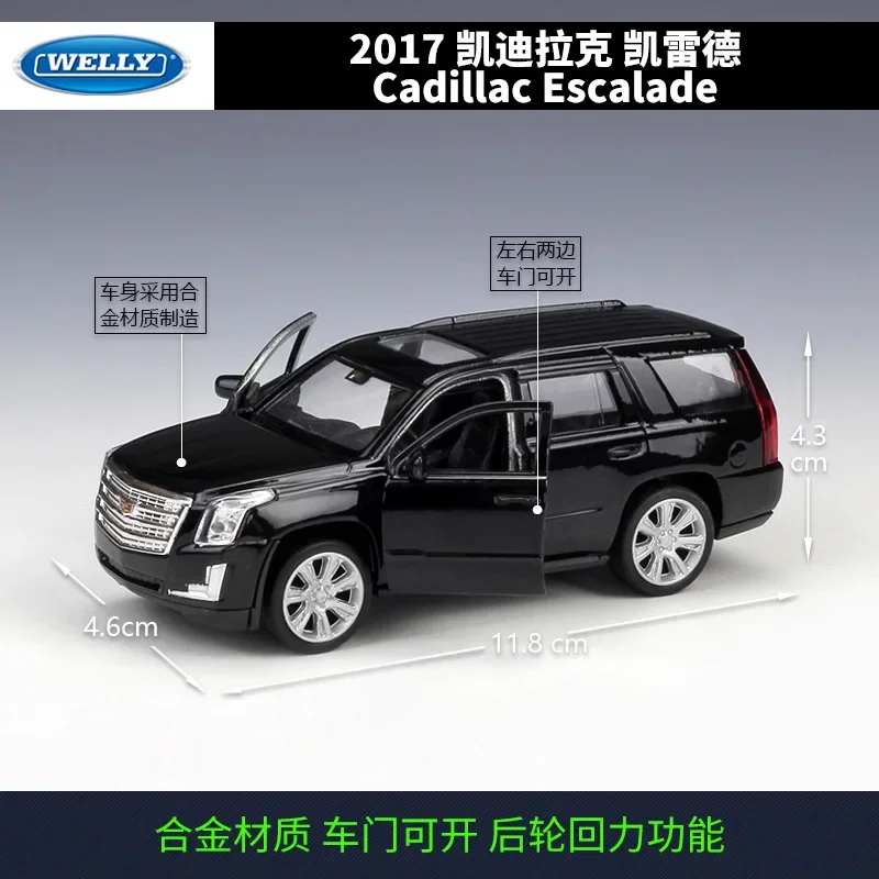 WELLY-vehículo de juguete Cadillac Escalade SUV, escala 1:36, 2017, modelo fundido a presión, coche extraíble, Colección educativa, regalo para