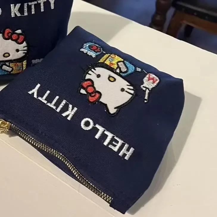 Cartoon Large Capacity Cat Embroidered Coin Purse Premium Simple Storage Bag Cosmetic Bag Limited Edition Cosmetic Storage Bag view 3